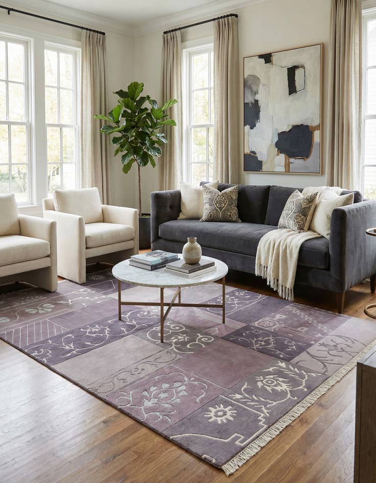 Detail image of 4' 7 x 6' 9  Hand Knotted Darya Wool Rug