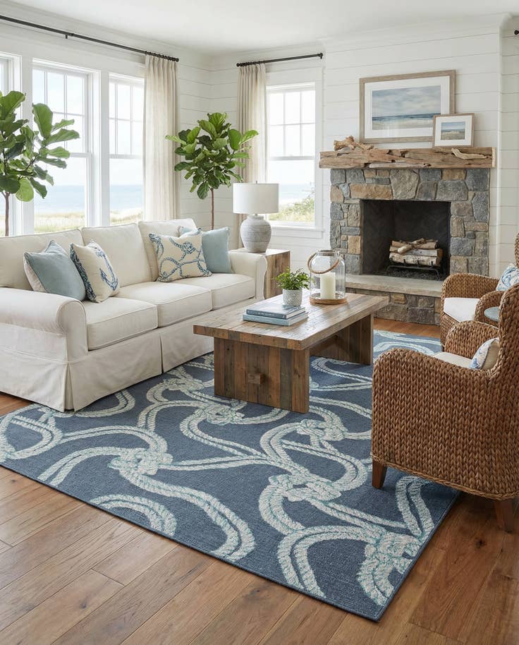 Detail image of 9' x 12' Easy-Clean Coastal Indoor / Outdoor Rug