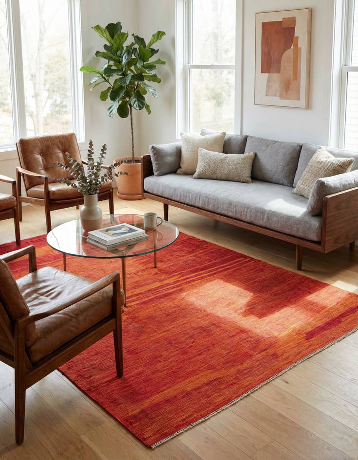 Detail image of 6' 7 x 9' 9  Hand Woven Kilim Modern Wool Rug