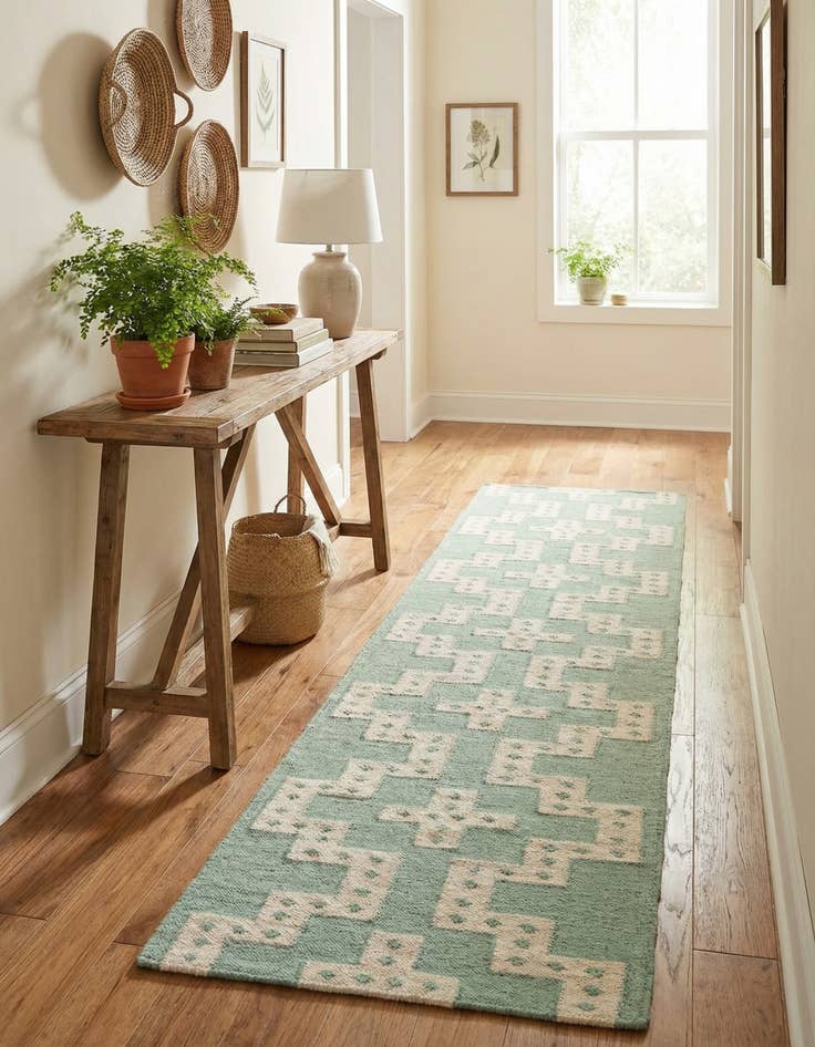 Detail image of 2' 7 x 12'  Hand Woven Kilim Wool Runner Rug