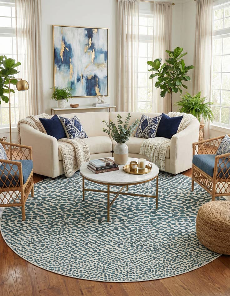 Detail image of 13' x 13'  Washable Jill Zarin Cape Town Indoor / Outdoor Round Rug