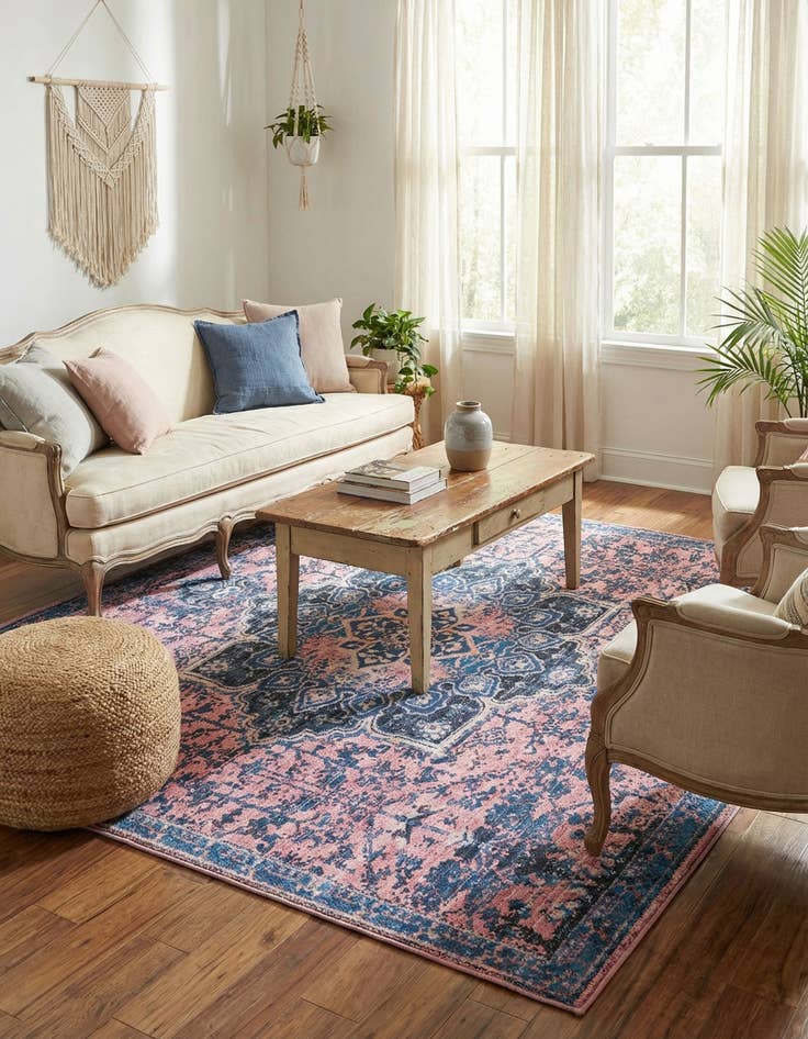 Detail image of  7' 3 x 7' 3  Washable Francesca Square Rug