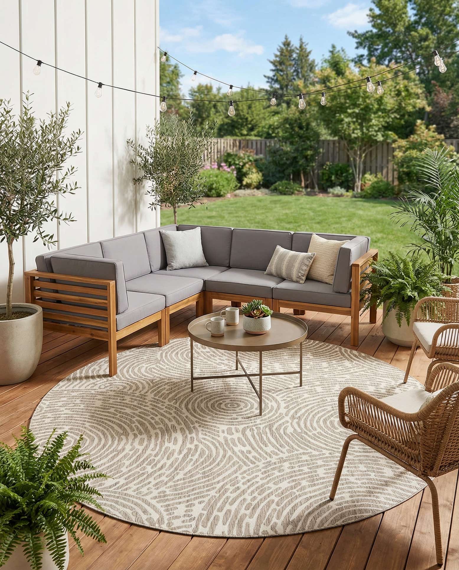 10' x 10' Easy-Clean Modern Indoor / Outdoor Round Rug