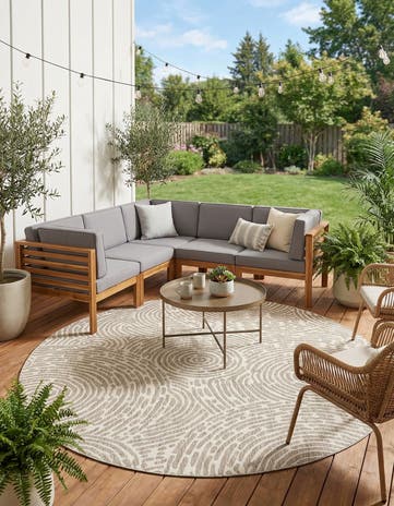 10' x 10' Easy-Clean Modern Indoor / Outdoor Round Rug
