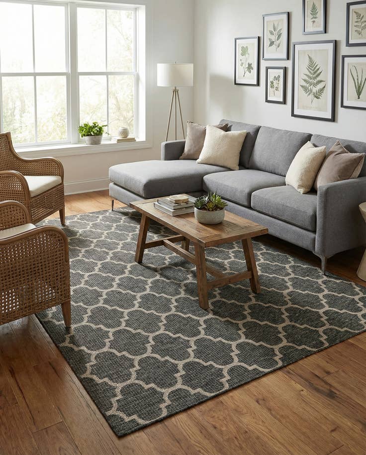 Detail image of 7' x 10' Easy-Clean Trellis Indoor / Outdoor Rug