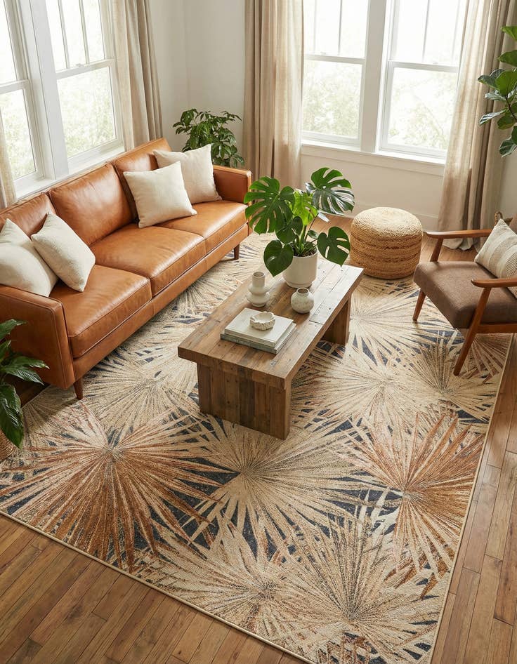 Detail image of  9' x 12'  Washable Botanical Indoor / Outdoor Rug