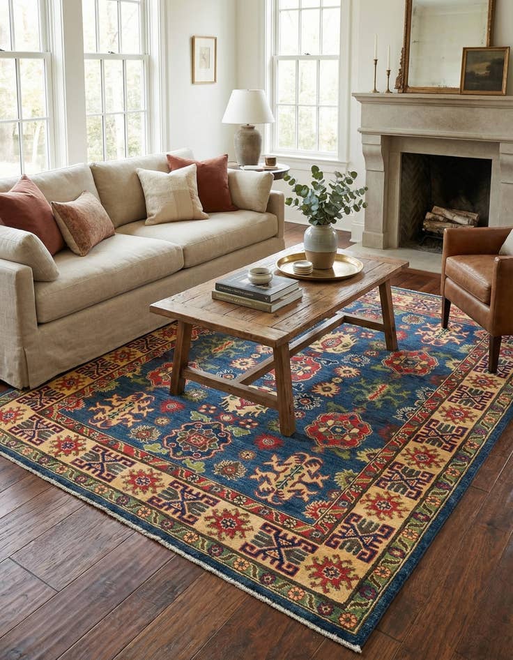 Detail image of 5' x 6' 6  Hand Knotted Kazak Rug