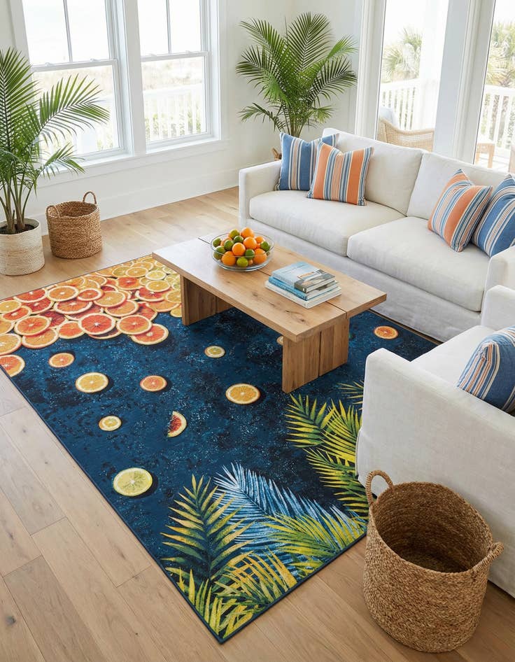 Detail image of  9' x 12'  Washable Coastal Indoor / Outdoor Rug
