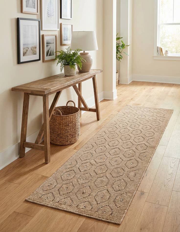 Detail image of 2' x 6'  Washable Trellis Textured Indoor / Outdoor Runner Rug