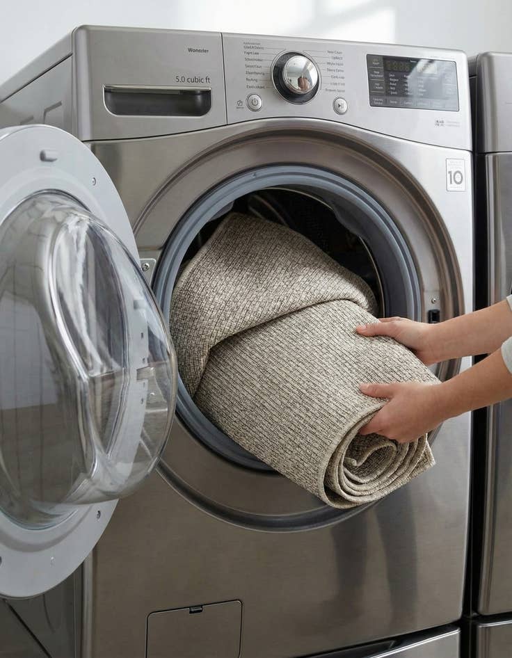 Detail image of 4' x 4'  Washable Solid Indoor / Outdoor Round Rug