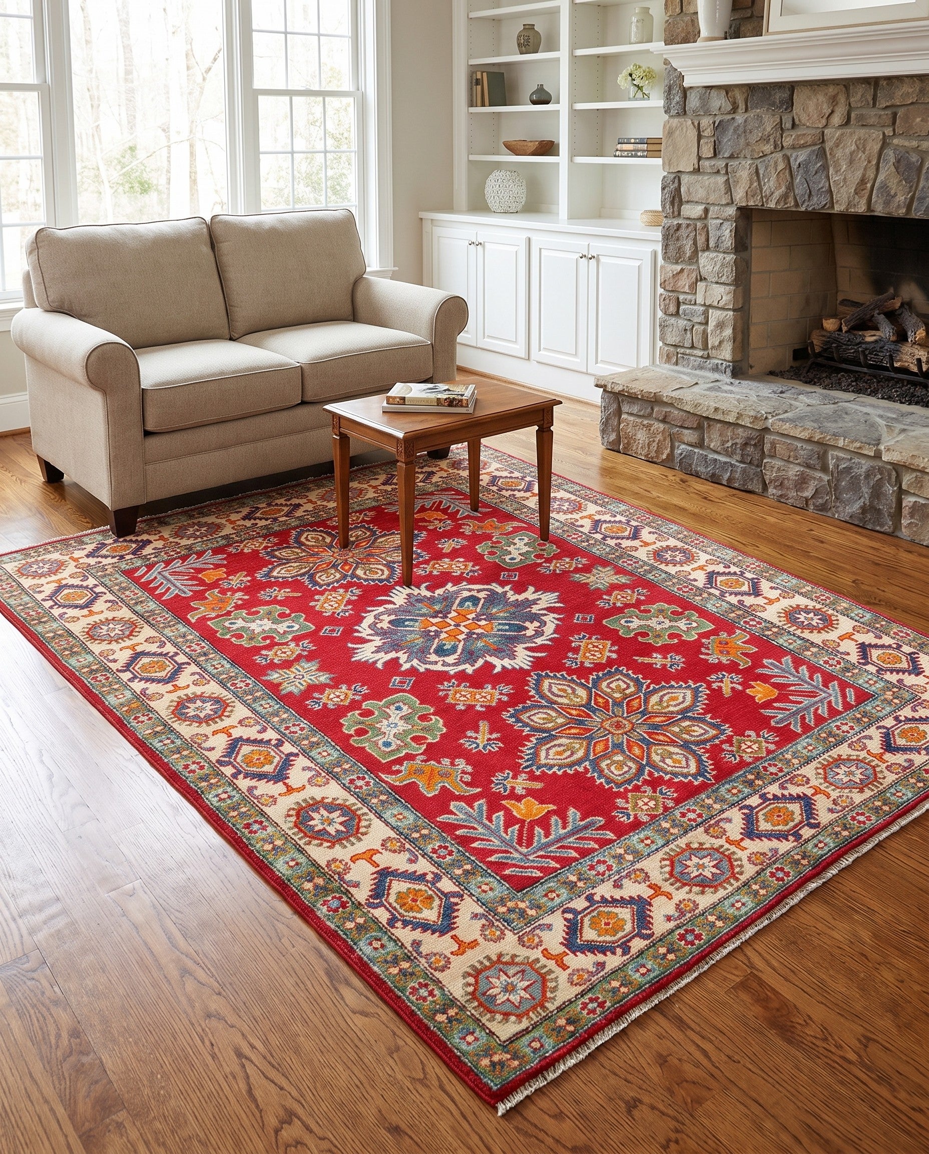 4' 11 x 6' 4 Hand Knotted Kazak Rug