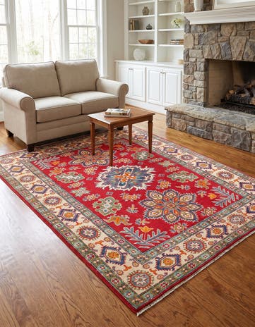 4' 11 x 6' 4 Hand Knotted Kazak Rug