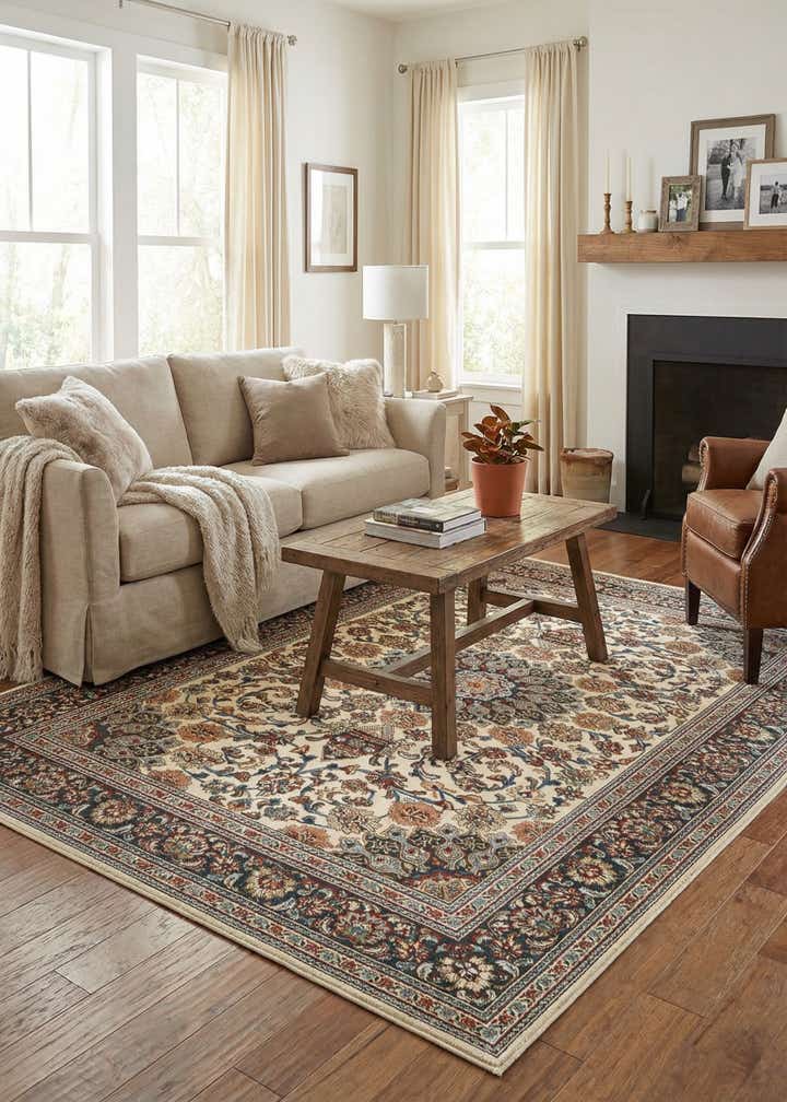 5' 3 x 8' Easy-Clean Traditional Indoor / Outdoor Rug