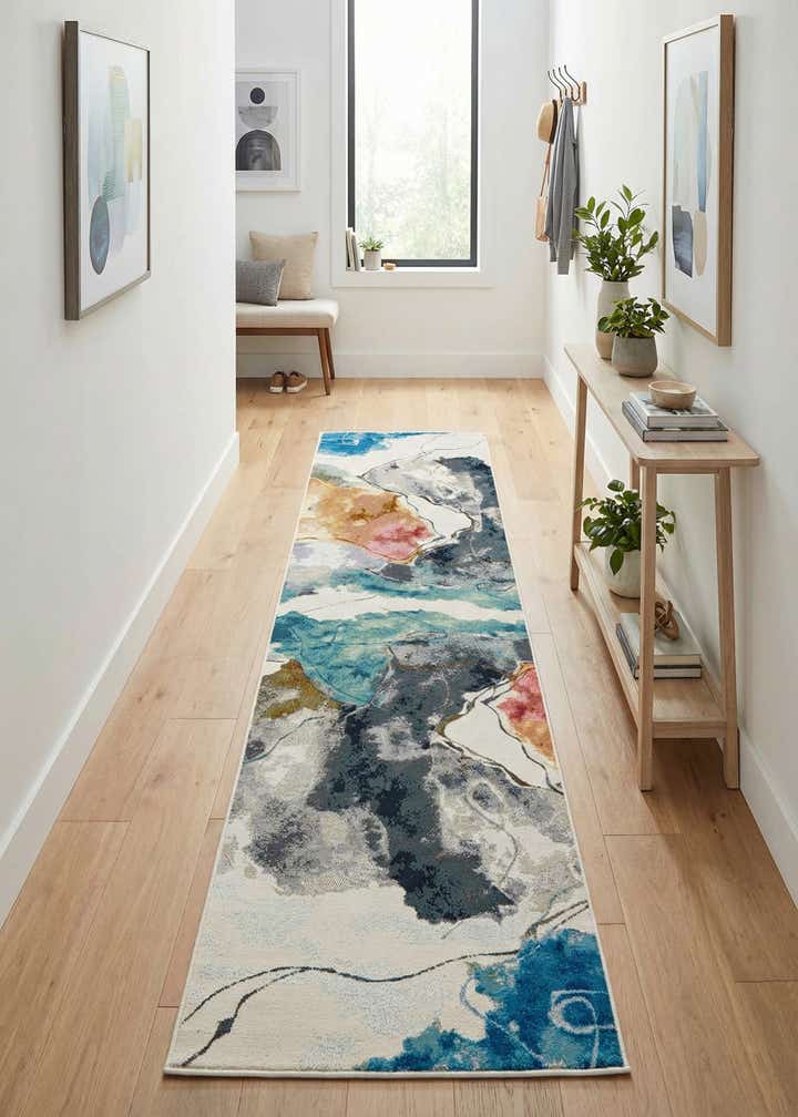 2' 7 x 12' Easy-Clean Modern Indoor / Outdoor Runner Rug