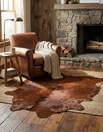 2' 2 x 2' 11 Cowhide Leather Rug