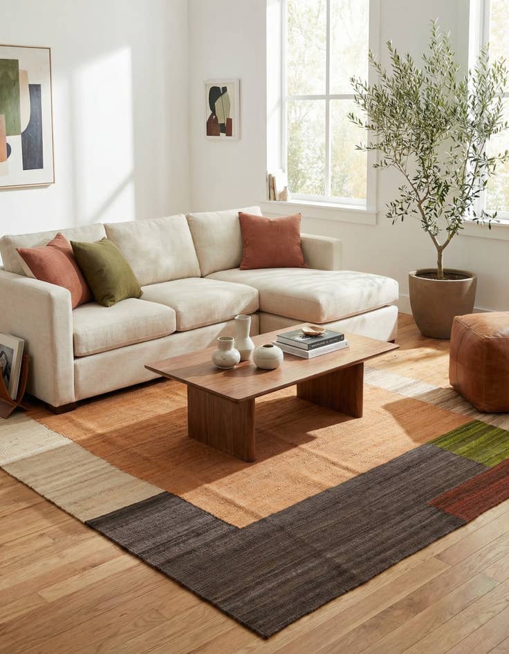 Detail image of  5' 10 x 7' 7  Hand Woven Kilim Modern Wool Rug