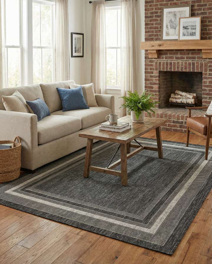 4' x 6' Easy-Clean Border Indoor / Outdoor Rug