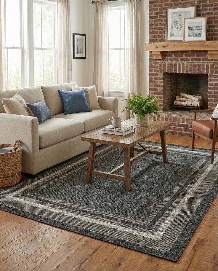 Detail image of 4' x 6' Easy-Clean Border Indoor / Outdoor Rug
