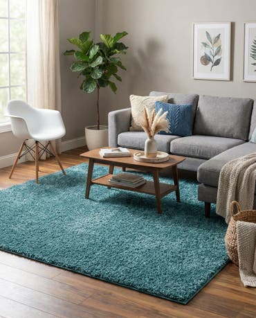  8' x 8' Soft Solid Shag Square Rug