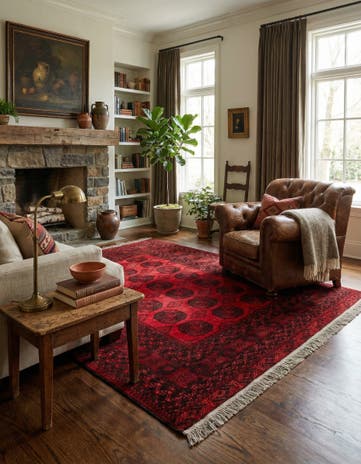 7' x 9' 6 Hand Knotted Afghan Akhche Wool Rug