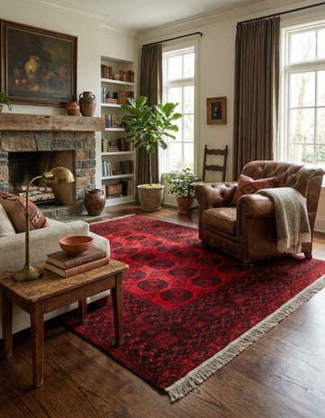 7' x 9' 6 Hand Knotted Afghan Akhche Wool Rug