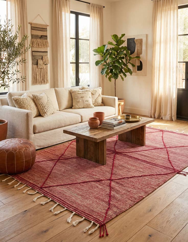 Detail image of 6' 7 x 10' 2  Hand Knotted Moroccan Wool Rug