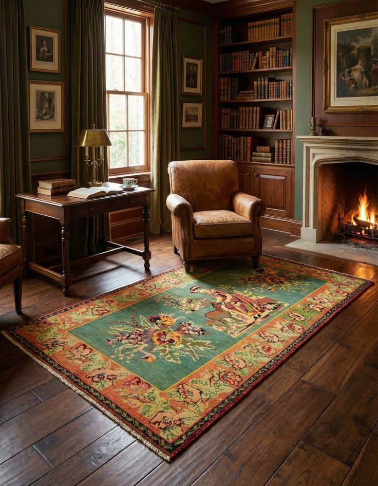 Detail image of 4' 5 x 7' 11  Hand Knotted Russia Wool Rug