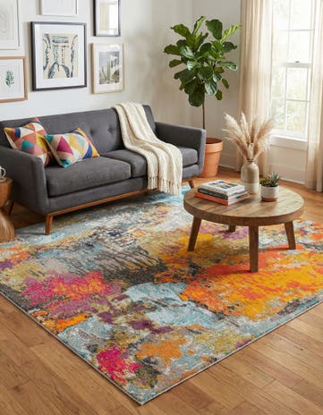 Washable Vivid Square Rug