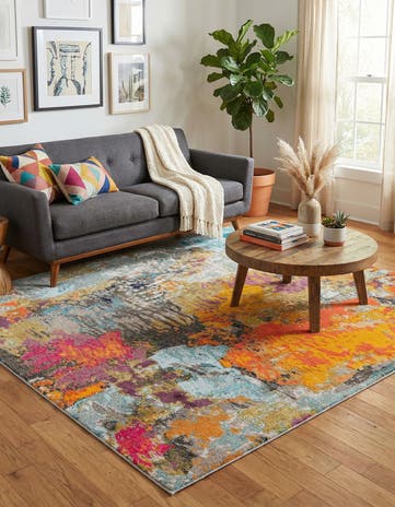 Washable Vivid Square Rug