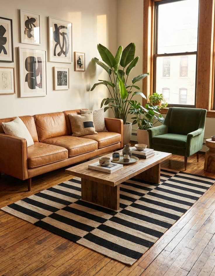 Detail image of 3' 4 x 4' 9  Hand Woven Kilim Modern Wool Rug