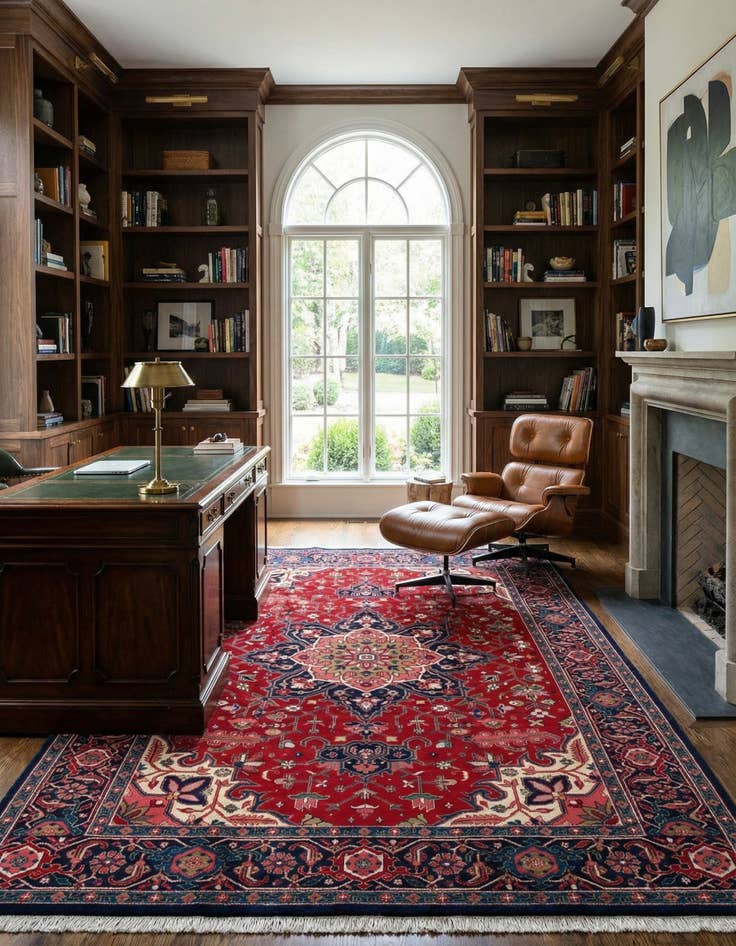 Detail image of 8' 2 x 11' 7  Hand Knotted Heriz Wool Rug