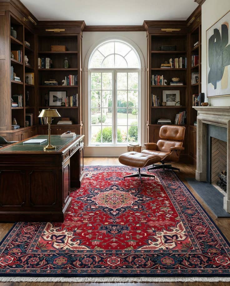 Detail image of 8' 2 x 11' 7 Hand Knotted Heriz Wool Rug