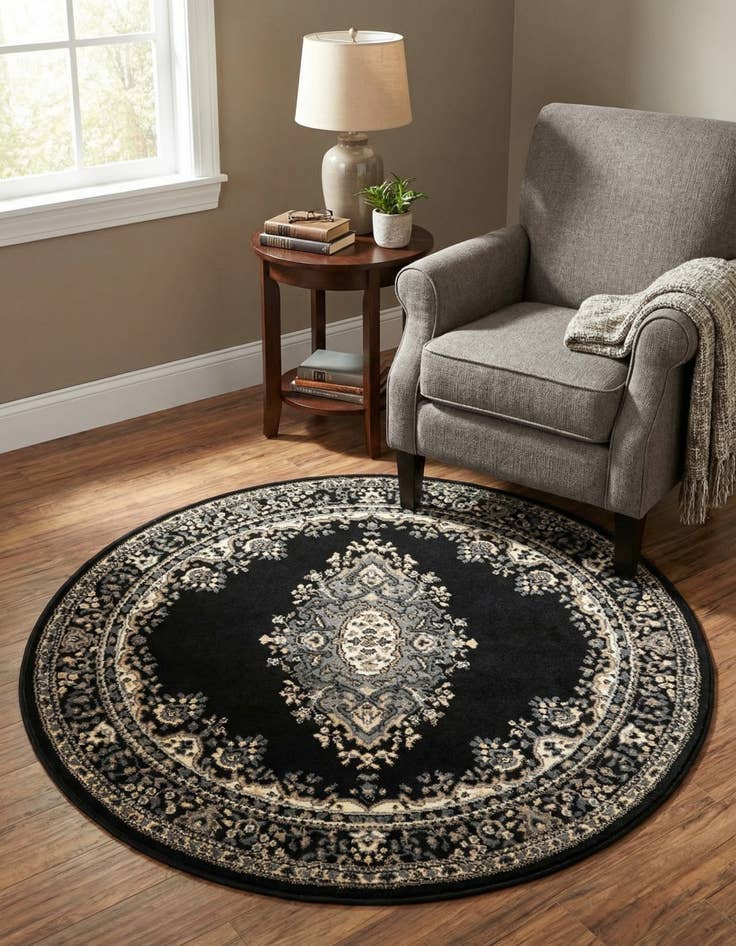 Detail image of 4' x 4' Mashad Design Round Rug