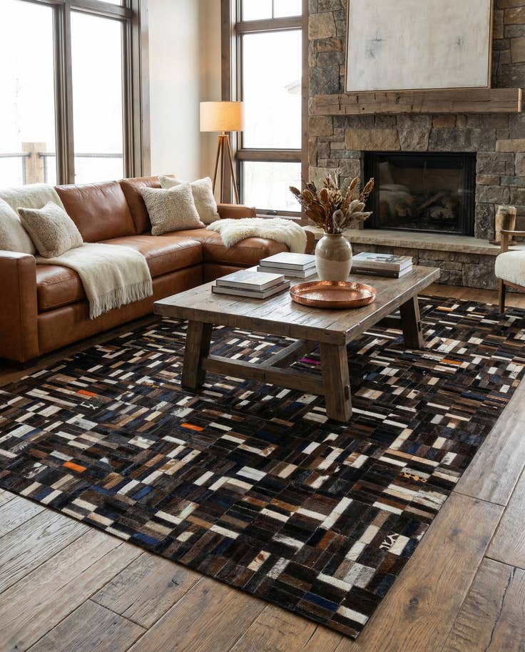 Detail image of 5' 1 x 8' Cowhide - Patchwork Rug