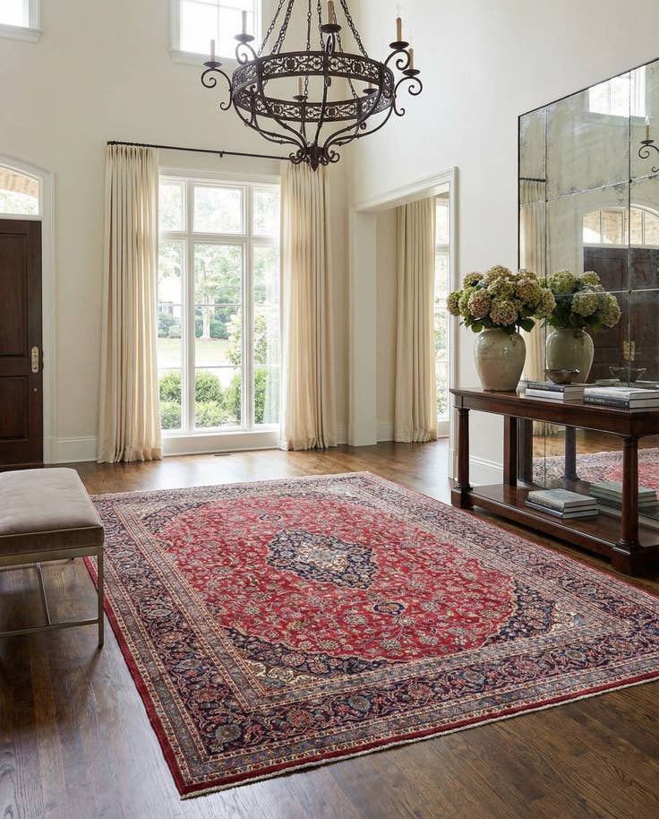 Detail image of 9' 7 x 12' 4 Hand Knotted Mashad Persian Wool Rug