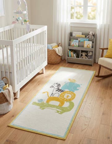 2' 2 x 6' Animals Whimsy Kids Runner Rug