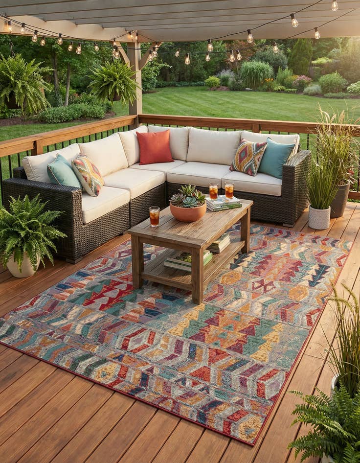 Detail image of 9' x 12' Easy-Clean Modern Indoor / Outdoor Rug