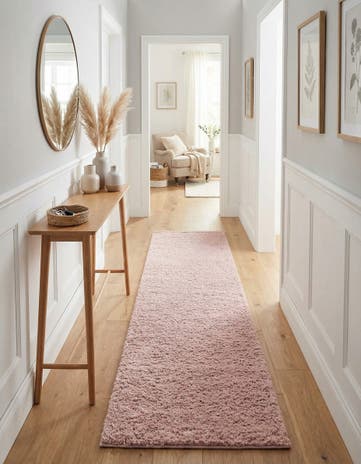 Pink Soft Solid Shag Runner Rug
