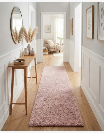 Pink Soft Solid Shag Runner Rug