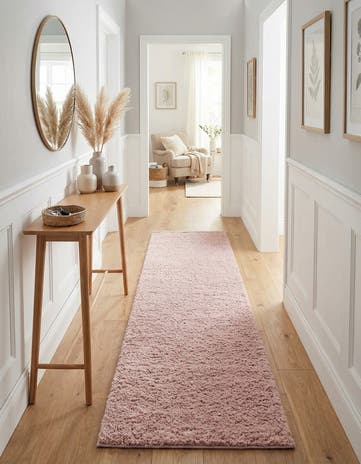Pink Soft Solid Shag Runner Rug