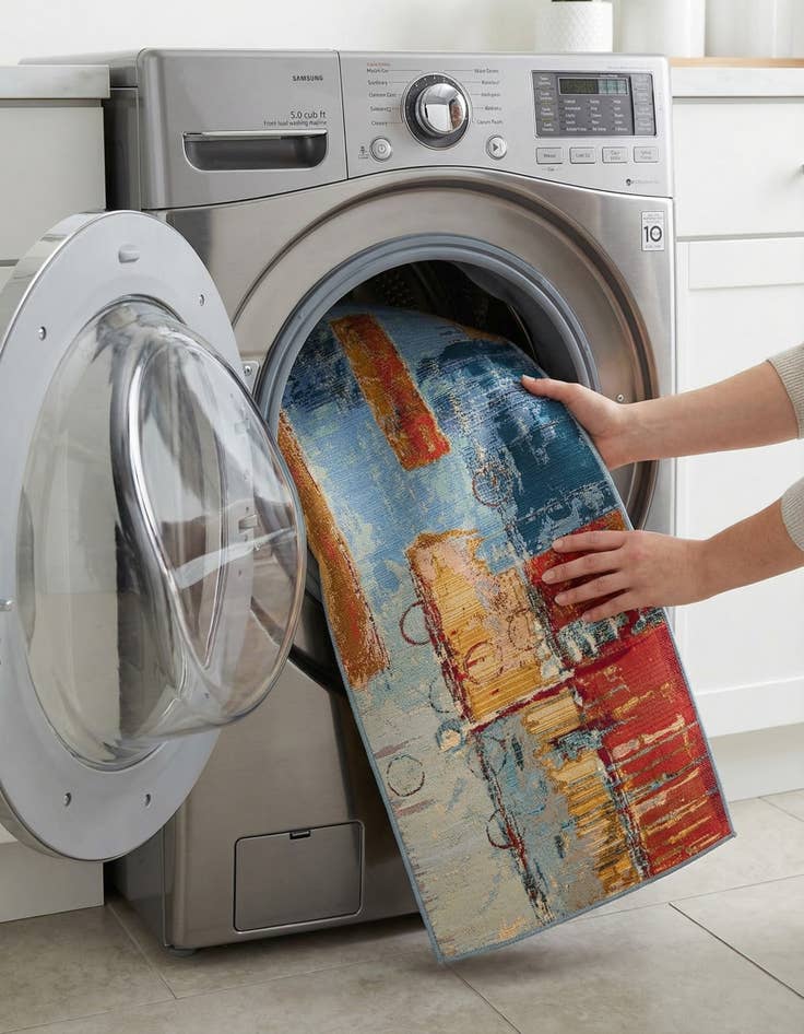 Detail image of 2' 7 x 9'  Washable Modern Indoor / Outdoor Runner Rug