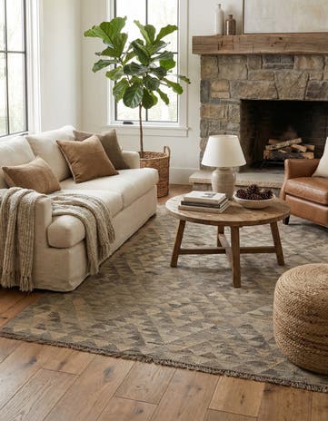 4' 3 x 6' 3 Hand Woven Kilim Maymana Wool Rug