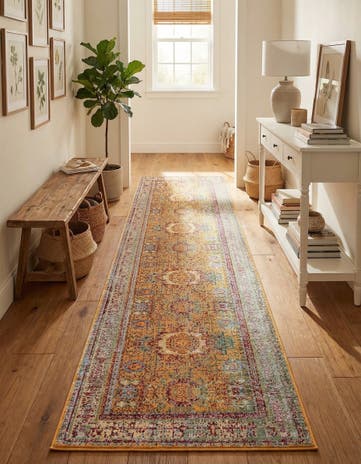 Gold Aqua Runner Rug