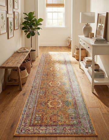 Gold Aqua Runner Rug