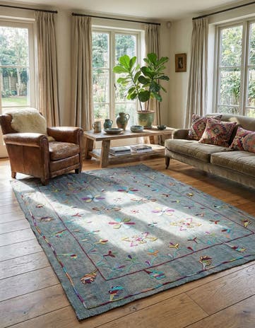 6' 3 x 8' 7 Hand Woven Kilim Suzani Wool Rug