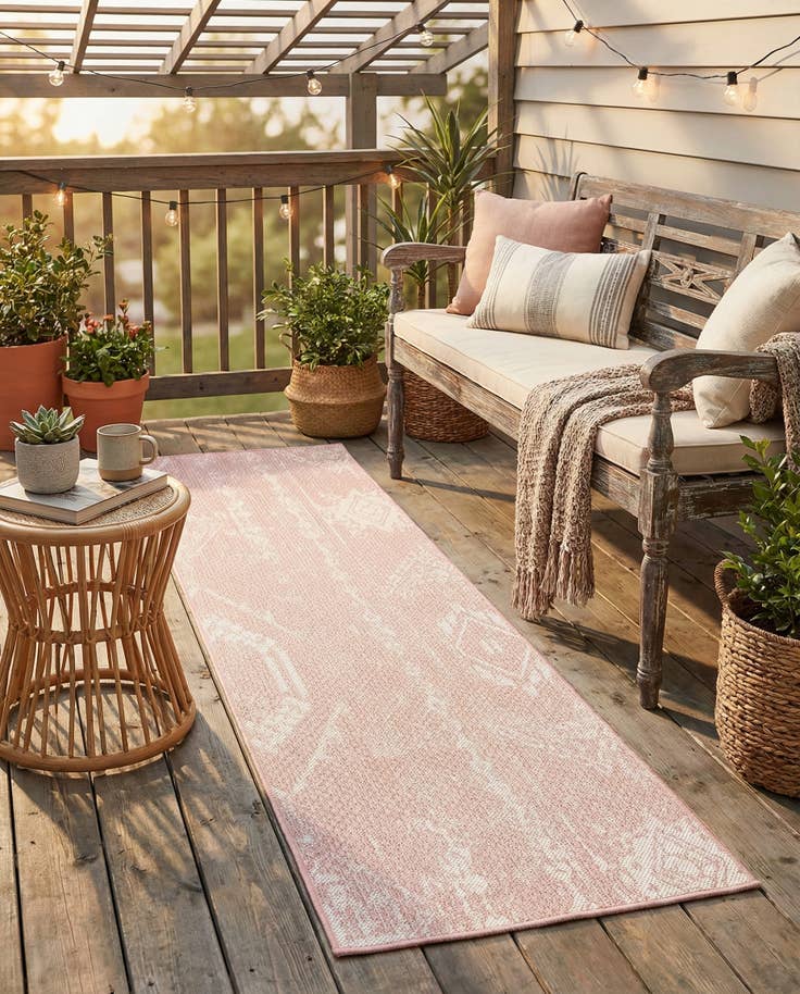 Detail image of 2' x 6' Easy-Clean Bohemian Indoor / Outdoor Runner Rug