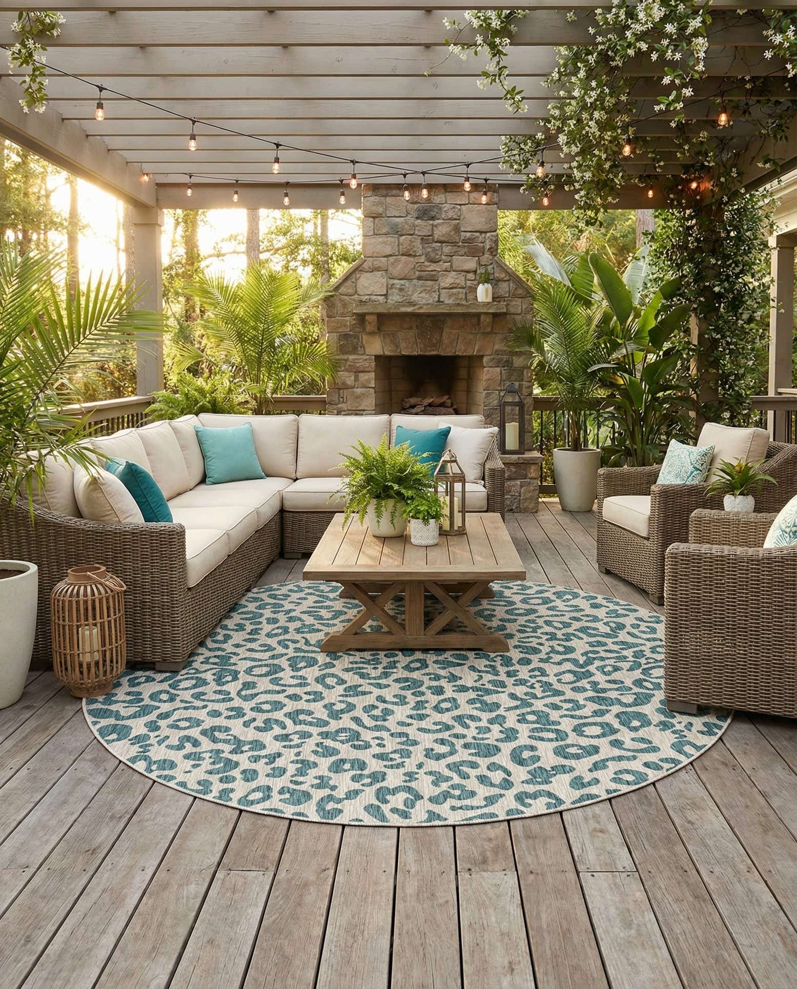 10' 8 x 10' 8 Easy-Clean Safari Indoor / Outdoor Round Rug