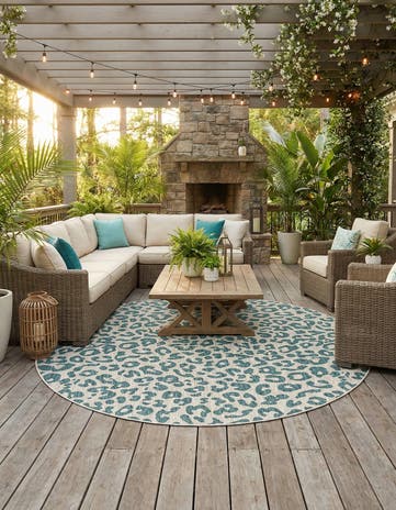 10' 8 x 10' 8 Easy-Clean Safari Indoor / Outdoor Round Rug