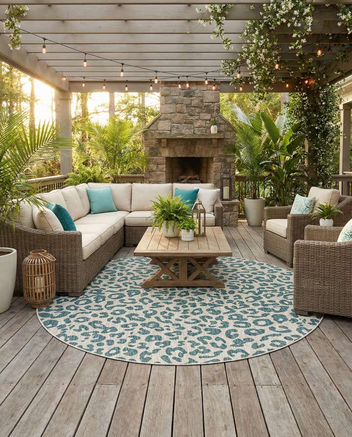 10' 8 x 10' 8 Easy-Clean Safari Indoor / Outdoor Round Rug