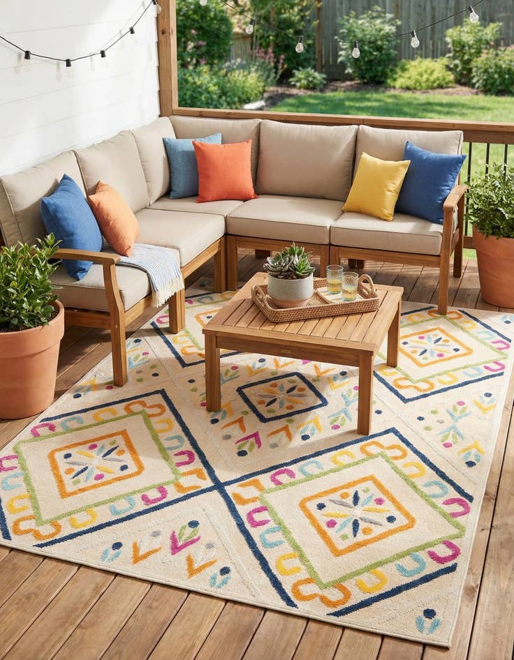 Detail image of  7' 3 x 9' 10  Washable  Indoor / Outdoor Rug